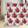 シャワーカーテンロマンチックな赤いローズフラワーマーブルカーテンストライプアートデザインホーム装飾スクリーン防水バスルームバスタブ