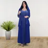 Abbigliamento etnico Abaya Abito musulmano Elegante manica lunga scollo a V Blu Rosa Diamanti Festa da sera Maxi Moda Drop Delivery Apparel Dhtxk