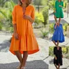 Vestidos casuais feminino sexy com decote em v camisa vestido manga longa irregular solto monocromático primavera verão moda