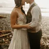 beach Bohemian Spaghetti Straps Bridal Dr Backl Cutout Lace Up Drop Ship Destinati V Neck Plus Size Chiff Wedding Gown Z54z#