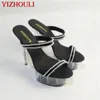 패션 320 샌들 여성 유리 슬리퍼 고귀한 투명한 바닥 15cm 하이힐 구슬 장식