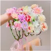 Haaraccessoires Bruid Bloem Kroon Haarband Touw Bruiloft Bloemen Hoofdband Slinger Meisje Krans Elastisch Feest Cosplay Hoofddeksel Drop Dh7Fp