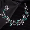 Handmade Wedding Wedding Rhineste simple Vine Bridal Sier Piudad del cabello Green Crystal Diadema Accesorios para mujeres A3Go#