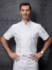 Ristorante Chef Camicia da uomo di alta qualità Cucina Uniforme da lavoro Maniche corte Giacca da cuoco Hotel Coffee Shop Cameriere Abbigliamento da lavoro d6UU #