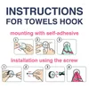 Hooks 3PCS Kitchen Towel Wall Mounted Self Adhesive Dish Clothes Tea Towels Holder Punch Free Wash Cloth Rack Bath Room Gadgets