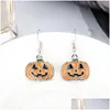 Dangle lustre européen et américain émail citrouille lanterne fantôme boucles d'oreilles filles créatives femmes cerceau Halloween bijoux E82901 D Dhpyf