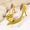 Kleidschuhe 2024 Frühling Frauen Stiletto 7 cm High Heels Pumps Knoten Tacones Hochzeit Valentinstag Plus Größe 41