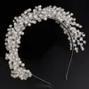 luxo elegante pérola rhineste coroa de panela de cabeças de casamento de cristal córneas jóias jóias feitas artesanais mulheres tiaras i81v#