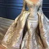 Plus la taille arabe Aso Ebi sirène robes de bal dentelle perlée col transparent soirée formelle deuxième réception robes robe ZJ267195Q