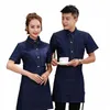 grossistförsörjning kafé arbetskläder kort ärm kvinnors tunna denim restaurang servitör sommar catering uniform med apr w4mg#