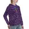 Felpe con cappuccio da donna Stampa animale Primavera Viola Modello leopardo Capispalla Camicia con cappuccio Felpa con cappuccio oversize classica Harajuku unisex