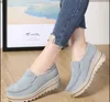 Casual Shoes Fashion Lager Size Women Flats Platform Sneakers Woman Leather Suede Slip On Black Creepers