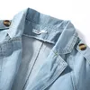 Bleu Lg Denim Trench-Coat avec ceinture Style simple boutonnage pour femmes Veste en jean à col rabattu Printemps Automne Hiver Nouveau T6vp #