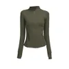 LuデザイナーはFiess Yoga Outfit Womens Slim Sports Jacket Stand Up Collar Zipper長いスリーブタイトヨガシャツジムサムアスチックコートを定義する