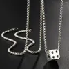 Pendant Necklaces Fashion Men's Cool Cube Dice Style Silver Color Stainless Steel Long Chain Male Lucky Gifts For Him Jewelry282K