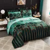 Bedding Sets Duvet Cover Set Geometric Of 3 Microfiber Pillow Cases For Adults And Children 220x240 Cm Green