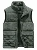 Casual Thick Vest Men Solid Winter Cargo ärmjacka Man 2024 Fi Zippper Corduroy Turtleneck Warm Boy Outwears D8L4#