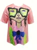 Plus Size Extra Lg Lg T-Shirt Mulheres Carto Óculos Menina Plus Size Ladies Micro Stretch T-Shirt Ladies Street Tops Q8vu #