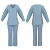 scrubs Medical Uniforms Women 2023 Lg Sleeve V-neck Pocket Care Workers T-shirt Tops Autumn Uniformes De Enfermera Mujer w03N#