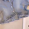 Printemps / Été Filles Denim Fringe Vest Short Sleevel Vest Top E7zP #