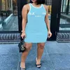 Summer Luxury Brand Designer Designer Fashion Letter Dress Abito Silm Mini Skirt American Womens American Domande American Dimensioni XS-4xl