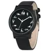 Montre à Quartz amusante et créative pour hommes, cadran noir, confortable, bracelet en cuir noir, H1012244Q