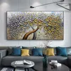 Oeuvre d'arbre texturé faite à la main, grande tour en fleurs, peinture à l'huile sur toile, art abstrait sur toile, art contemporain d'arbre, superbes peintures murales de salon