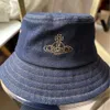 Designer Viviane Viviennes Westwood Hat Cap Japanese Springsummer Saturn broderad fiskare hatt kvinnor sommarresor solskydd och solskade hatt hopfällbart