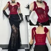 Canottiere da donna Donna Gotico Volant Fiore Croci di pizzo Corsetti con ciondolo Crop Top Cinghie senza maniche Sexy Sheer Mesh Canotta Gilet Dropship