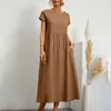 여름 캐주얼 한 느슨한 우아한 LG Linen DRES for Women 2023 Solid Pretty Women 's Sleevel Maxi Dr Femali Midi Dres 13vv#