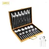 Dinnerware Sets 24Pcs Stainless Steel Western Tableware Household Knife Fork Spoon Tea Wooden Box Craft Gift Set