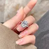 Cluster Ringe Luxus 4ct Moissanit Diamant Ring Echt 925 Sterling Silber Party Hochzeit Band Für Frauen Braut Verlobung Schmuck