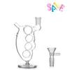 Pipe à eau de tabac à fumer portable en gros la plus récente conception créative en verre dab rig bong avec bol de brûleur à mazout mâle de 14 mm pour fumer des herbes sèches avec base de support