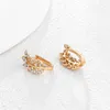 Studörhängen DCKAZZ Luxurious Natural Crystal Leaves Earring 2024 Retro Classic 585 Rose Gold Color Drop Woman Engagement Smycken