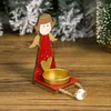 Candle Holders Christmas Angel Candlestick Wooden Painting Holder With Sturdy Metal Trays Table Ornaments For Living Room Dormitory