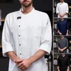 Black Chef Uniform Chef Jacket LG Sleeve Cook Coat Chef T-shirt Baker Work Uniform Waiter Restaurant Hotel Clothes Women Logo 03pd#