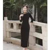 Vêtements ethniques Élégant Vintage Veet Long Cheongsam Automne et hiver Tempérament Slim Fit Robes Robe traditionnelle chinoise Plus Dro Otmbl