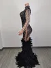 Kvinnor Elegant prom dres 2024 Balck Feather Mermaid Style Evening Party Dres Black Girl Prom Formal Gowns Liantiyumao 768a#