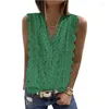 Damesblouses Elegante tanktop Damesblouse Kantborduurwerk Witte shirts Feminina Sexy V-hals Mouwloos Zomertops Dames Casual