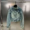 Diseñador Abrigo Chaqueta Denim Mujer Triángulo Logo Chaquetas Botón Letras Estilo Otoño Slim para Lady Outfit Mujer Jeans Classcia Cortavientos 882