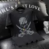 2024 Summer European Men's Round Neck T-Shirt Short Sleeved Personalized Hot Diamond Skull Demon Thin Casual Men's T-Shirt