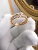 Designer Van Kaleidoscope Ring Womens High Edition Full Diamond Rose Gold smal klöverförslag 6m2g