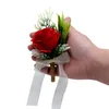 2pcs Boutniere Wedding Corsage Pins Groom Boutniere Frs Silk Brooch Butthole Men Wedding Witn Marriage Accories N6KJ#