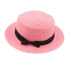 Female British Summer Top Hat, Fresh Small Eaves Straw Hat, Korean Version Bow Flat Top Sun Hat, Popular Foreign Trade Hat for Women