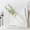 Toalha de mesa boho artificial eucalipto folha contas de madeira decoração da sala de jantar corda guardanapo anel el guardanapo fivela