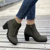 Bottes femmes talon épais cheville couleur unie fermeture éclair latérale bière Festival robe chaussures