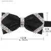 Bow Ties New Black Bow Tie Faux Diamond Bow Tie för män Kvinnor Julfest Män Bow Ties Cravats Wedding Mens Bowties för gåvor Y240329