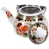 Zestawy naczyń obiadowych Emalia Herbata serwująca czajnik retro vintage Teapot na piec top ketty nalej emaliowaną kawą