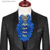 Bow Ties Mens Bow Tie Original Design Rhinestone Leopard Head Brosch Handgjorda smycken Gåvor för män Kvinnor High-End Wedding Collar Flower Y240329