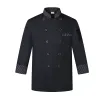 Veste de chef à manches courtes, noir et blanc, pour hommes et femmes, manteau de cuisine, unisexe, uniforme de serveur de restaurant, G5mU #